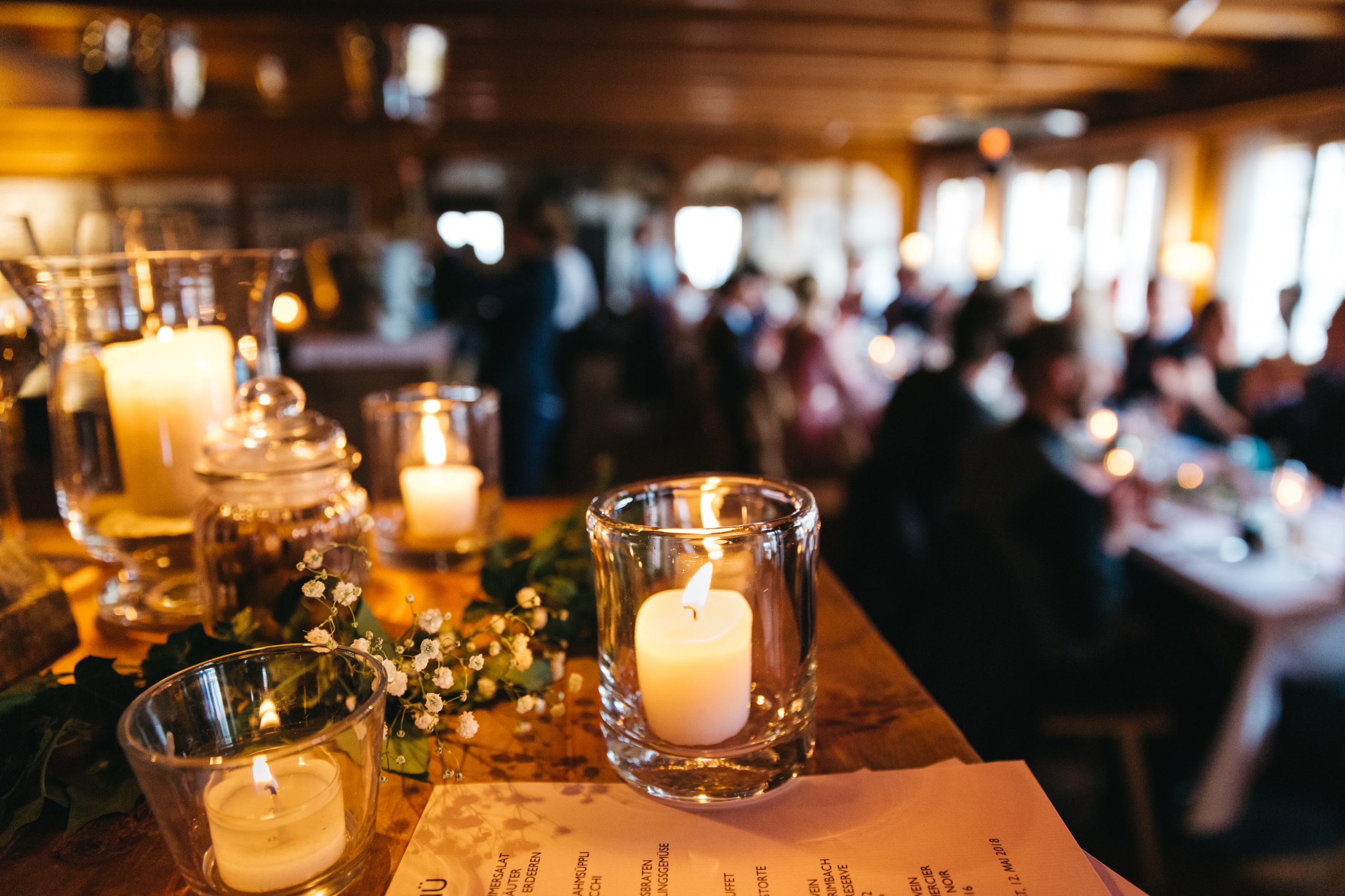 beautiful candles in the restaurant